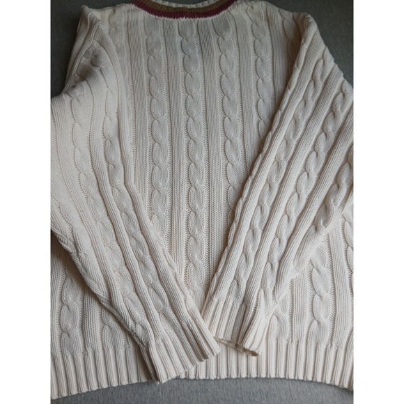 Vintage Gap Sweater Large Tennis Prep Cable Knit V Neck Preppy Wimbleton 90s - Picture 13 of 15